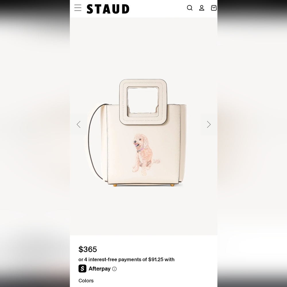 NWT STAUD Cream Mini Shoulder Bag with Black Dog - Picture 10 of 12